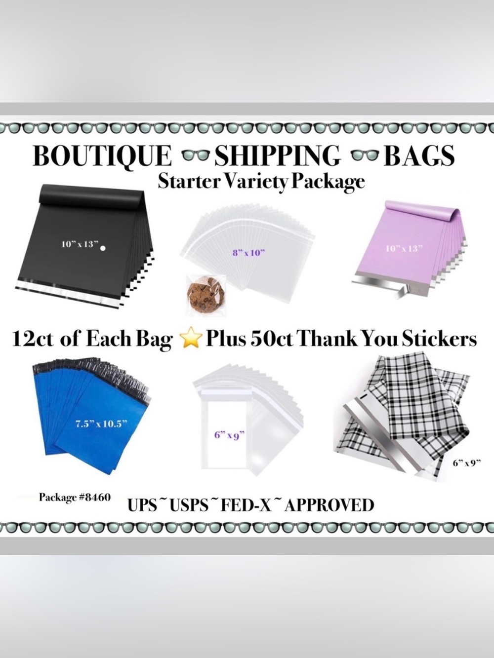 Shipping Starter Variety Package 48ct Poly & 24ct Clear Bags & 50ct Stickers 👓🆕👓